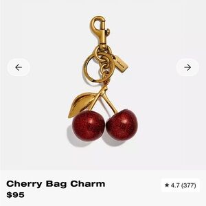 Coach Gold and Red Cherry Keychain